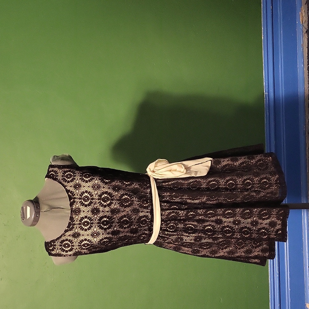 Black and Nude Lace Dress Medium
